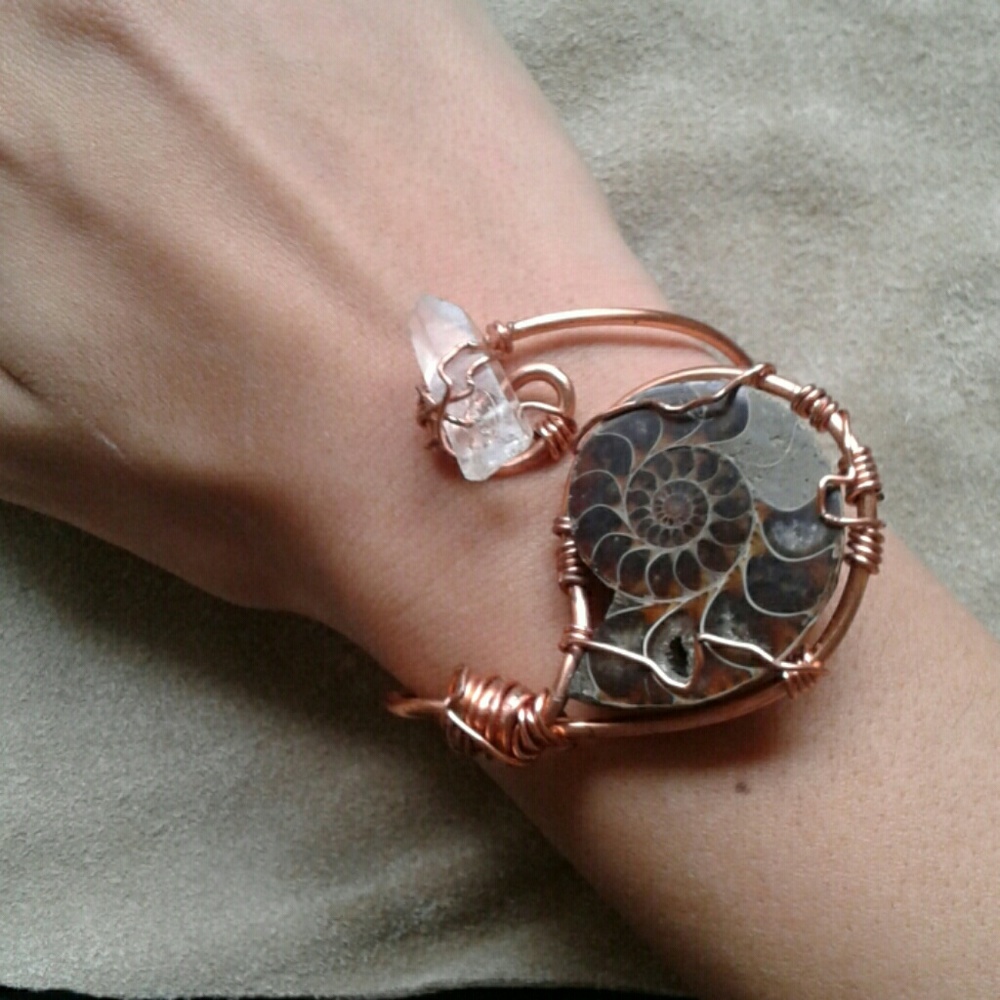 Ammonite and Quartz Cuff  Protection and Stability